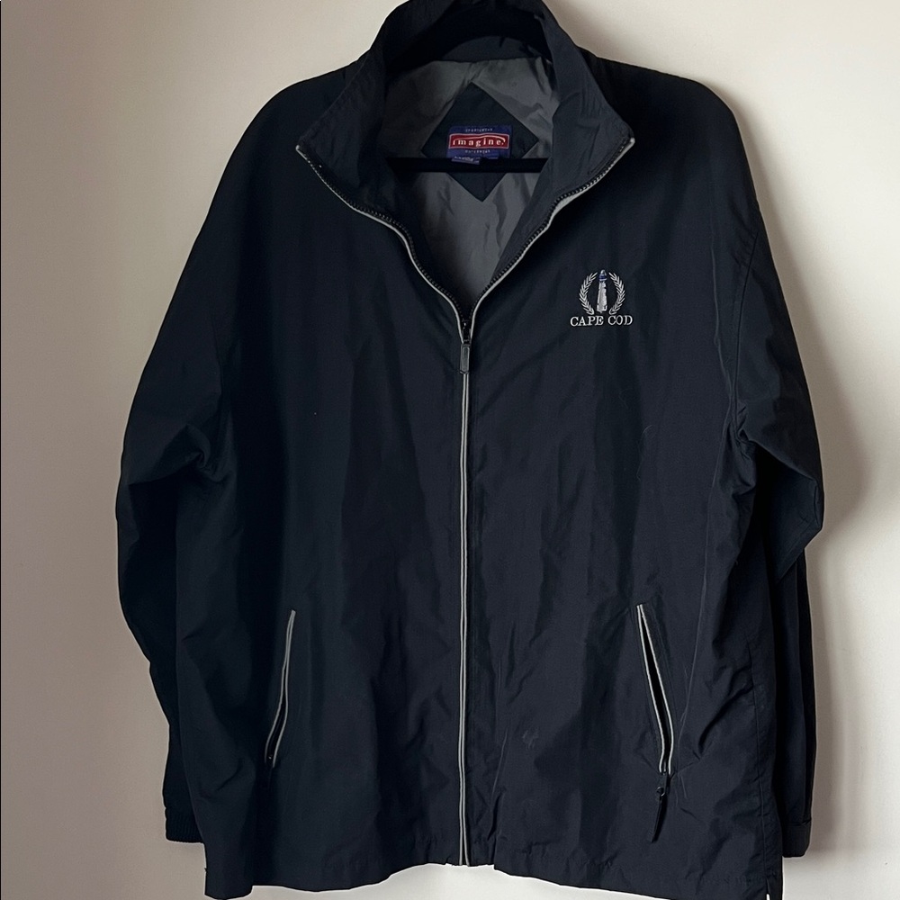 Imagine Black Windbreaker Jacket L/XL Cape Cod Logo Zip Nylon
